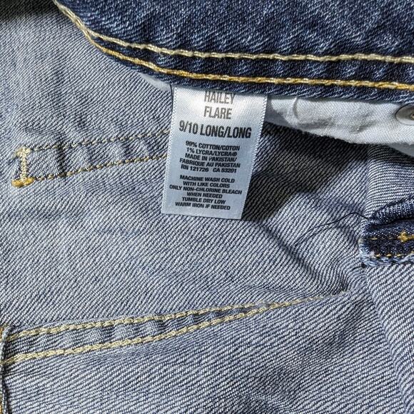 Aeropostale Hailey flare stone washed blue jeans size 9/10 long low rise - Picture 5 of 7
